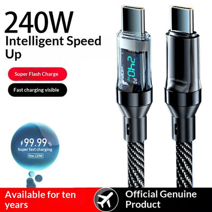 Smart Digital Display Type-C Cable 240W Super Fast Charging