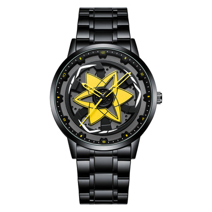 Creative Waterproof Rotating Hub Watch, Fashionable 3D Hollow Design