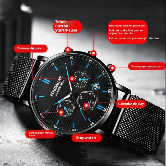 Men's Waterproof Luminous Multifunctional Sports Quartz Watch