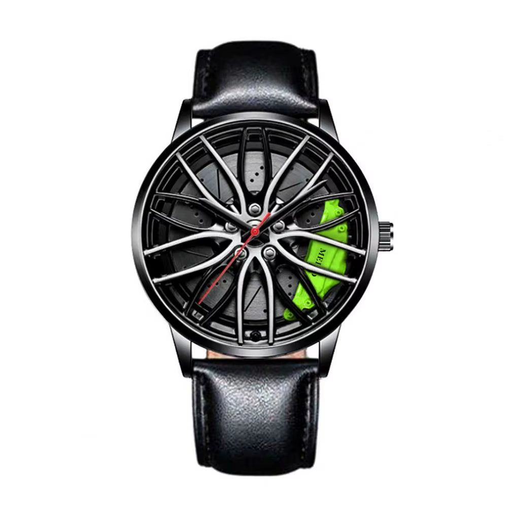 Men Quartz Watch Car Wheel Rim Hub Design Automatic Quartz Wristwatch Hidden Clasp Chronograph Luxury Male Clock Relojes