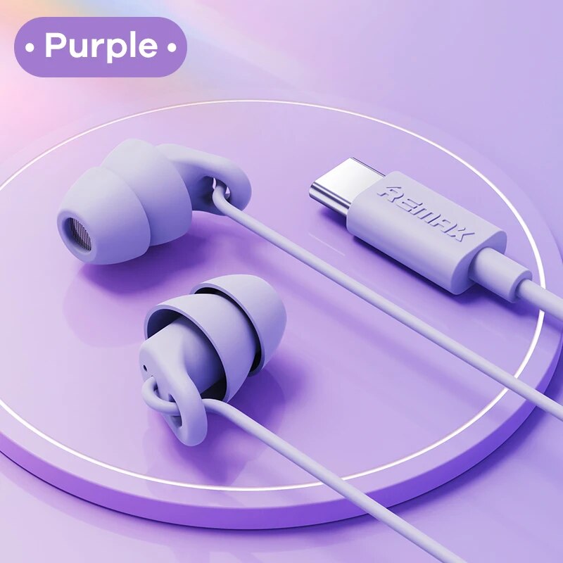 Remax Soft Sleep Earphones Wired Noise Cancelling In-Ear Anti-noise Type C 3.5mm Earphone Wired For Mobile Phone Earplugs Mini